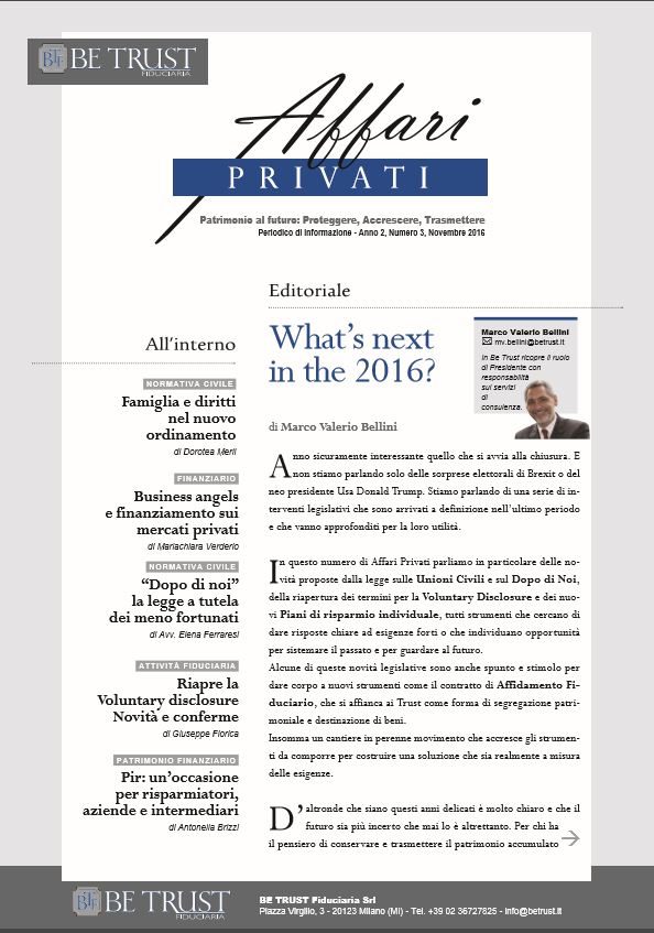 Copertina di Affari Privati, numero 3, Novembre 2016